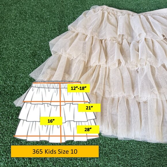 365 Kids A-Line Elastic Waist Multi-Tier Mesh Lined Beige Skirt Girl Size 10 NWT - Picture 2 of 10